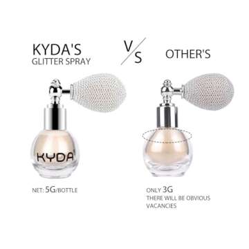 KYDA Highlighter Powder Spray, Glitter High Gloss Spray Shimmer Sparkle Powder Makeup Spray, for Fac...
