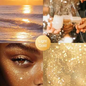 KYDA Highlighter Powder Spray, Glitter High Gloss Spray Shimmer Sparkle Powder Makeup Spray, for Face Body Cosmetic-Light Gold