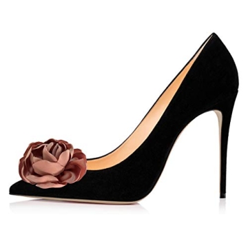 FSJ Women Sexy Stilettos High Heels Flower Pumps Pointed Toe Slip On Dress Shoes for Party Evening S...