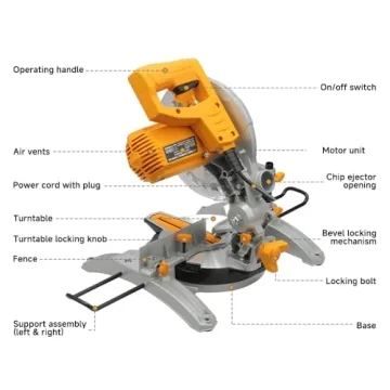 Hoteche Miter Saw 8-1/4-Inch Table Saw 11-Amp Single Bevel Compound Saw Chop Wood Circular Saw with Saw Blade