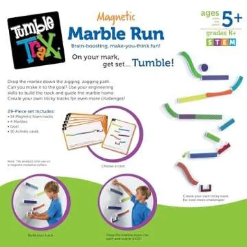 Learning Resources Tumble Trax Magnetic Marble Run, STEM Toy, 28 Piece Set, Ages 5+