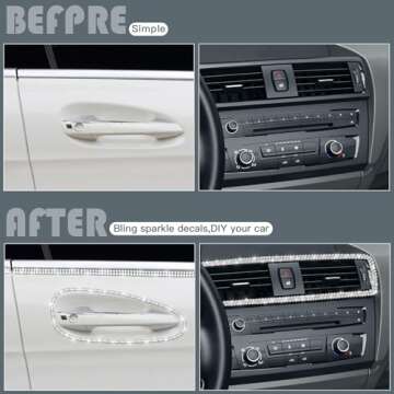 Kingdder Bling Car Trim Self Adhesive Bling Car Interior Exterior Decorations for Women Rhinestone Decor Stickers(16.4 ft,White)