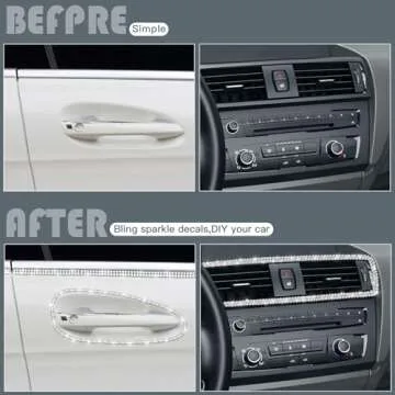 Kingdder Bling Car Trim Self Adhesive Bling Car Interior Exterior Decorations for Women Rhinestone Decor Stickers(16.4 ft,White)