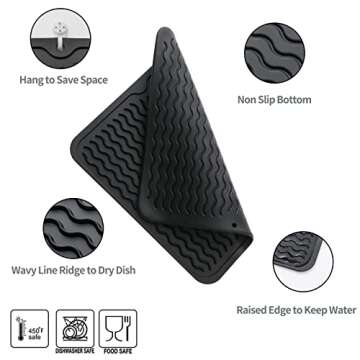 MicoYang Silicone Dish Drying Mat: Eco-Friendly Heat-Resistant & Easy Clean