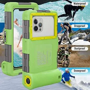 Upgrade Diving Swimming Waterproof Protective Case, Outdoor Universal Snorkeling Surfing Professional Underwater Housing for iPhone Galaxy Huawei OnePlus LG Motorola Google Series Phones