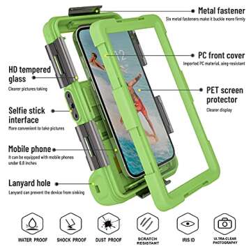 Upgrade Diving Swimming Waterproof Protective Case, Outdoor Universal Snorkeling Surfing Professional Underwater Housing for iPhone Galaxy Huawei OnePlus LG Motorola Google Series Phones