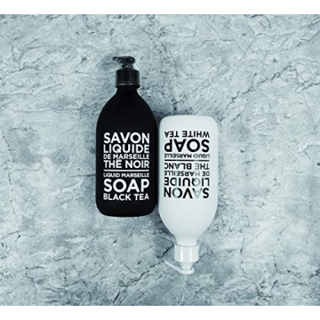 Compagnie de Provence Savon de Marseille Liquid Soap - Black Tea - 10 Fl Oz Glass Pump Bottle