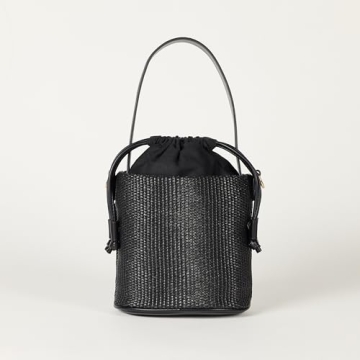 The Drop Dallas Bucket Bag Black Straw Versatile Chic