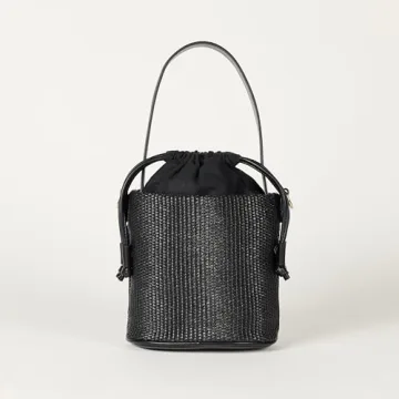 The Drop Dallas Bucket Bag Black Straw Versatile Chic