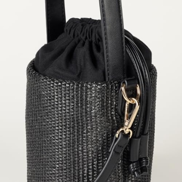 The Drop Dallas Bucket Bag Black Straw Versatile Chic