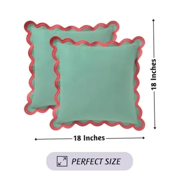 Folkulture Throw Pillow Covers for Couch, 18x18 Decorative Couch Pillows for Living Room, 100% Cotton Boho Pillow Case or Cute Outdoor Pillows, Farmhouse Accent Pillow Covers (Mistletoe)