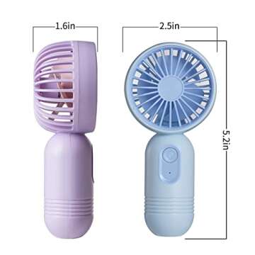 VanSmaGo [Portable Mini Fan 3-pack] Handheld Personal Small Fan with 3-speed for Travel, USB Rechargeable Battery Operated Eyelash Fan, Pink&Blue&Purple