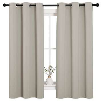 NICETOWN Natural Blackout Curtains for Bedroom (1 Pair, 42 x 63 inches), Farmhouse Thermal Insulated...