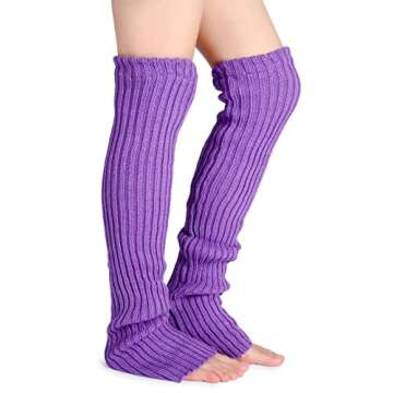 Pareberry Women's Winter Over Knee High Footless Socks Knit Warm Long Leg Warmers (Purple)