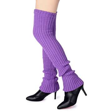 Pareberry Women's Winter Over Knee High Footless Socks Knit Warm Long Leg Warmers (Purple)