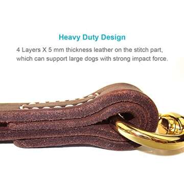 FAIRWIN Leather Short Dog Leash 12" - Short Dog Traffic Lead Leash for Large Dogs Training and Walking (Width: 3/4") (Brown-New)