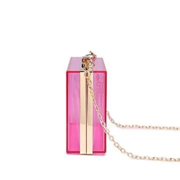 L-COOL Cute Transparent Acrylic Shoulder Bags Clear Crossbody Evening Clutch Purse Handbag With Two Chains For Women (T-Orange)