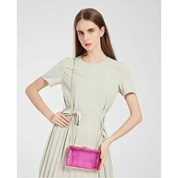 L-COOL Cute Transparent Acrylic Shoulder Bags Clear Crossbody Evening Clutch Purse Handbag With Two Chains For Women (T-Orange)