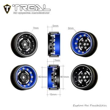 TREAL Beadlock Wheels Deep Dish Rims for SCX24 AX24