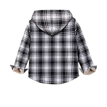 ZENTHACE Boys Flannel Jacket Cozy Sherpa Fleece Hoodie