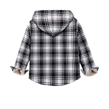 ZENTHACE Boys Flannel Jacket Cozy Sherpa Fleece Hoodie