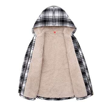 ZENTHACE Boys Flannel Jacket Cozy Sherpa Fleece Hoodie