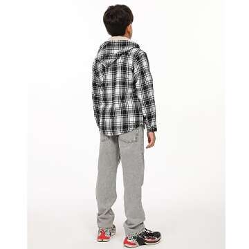 ZENTHACE Boys Flannel Jacket Cozy Sherpa Fleece Hoodie