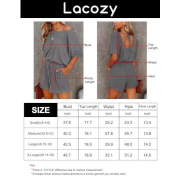 Lacozy Women 2024 Summer Short Sleeve Off The Shoulder Rompers Casual Shorts One Piece Overall Jumpsuit Outfits Black S