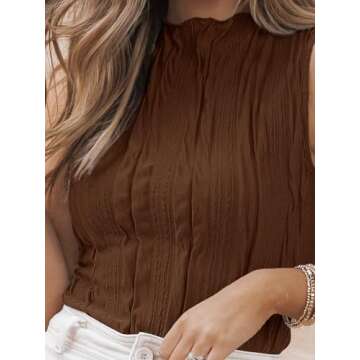 LILLUSORY Women's Mock Neck Casual Tank Top | Summer Trendy