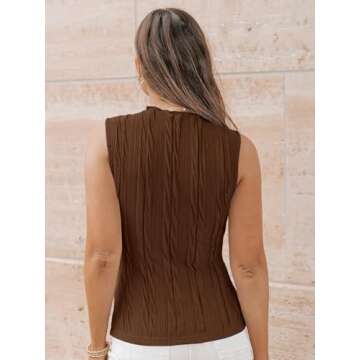 LILLUSORY Women's Mock Neck Casual Tank Top | Summer Trendy