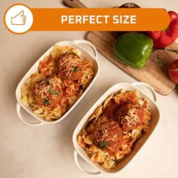 Bruntmor Ceramics Porcelain Rectangular Baking Dish Set of 2, Casserole Dish, Baking Pans for Lasagna, Cake, 2-Piece, White