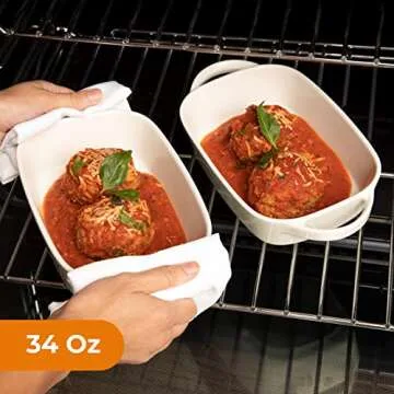 Bruntmor Ceramics Porcelain Rectangular Baking Dish Set of 2, Casserole Dish, Baking Pans for Lasagna, Cake, 2-Piece, White