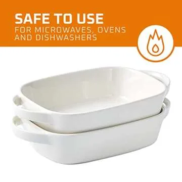Bruntmor Ceramics Porcelain Rectangular Baking Dish Set of 2, Casserole Dish, Baking Pans for Lasagna, Cake, 2-Piece, White