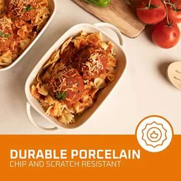 Bruntmor Ceramics Porcelain Rectangular Baking Dish Set of 2, Casserole Dish, Baking Pans for Lasagna, Cake, 2-Piece, White