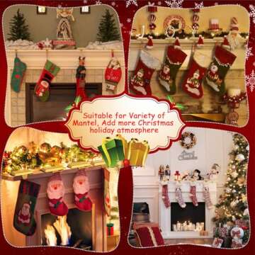 4 Pack Metal Christmas Stocking Holders for Mantle Heavy Duty Stocking Hangers Stocking Hook Christmas Ornaments for Counter Tables Window Fireplace Mantle Decoration (Gold)