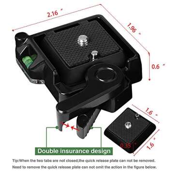 Konsait Camera Camcorder Tripod Monopod Ball Head QR-40 Quick Release Plate Clamp Adapter with Plate...