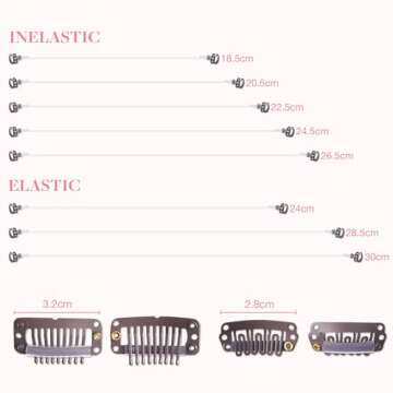 GOO GOO Invisible Elastic Wire for Wire Hair Extensions Brown 3 Adjustable Fish Line 7.3 Inch 8 Inch...