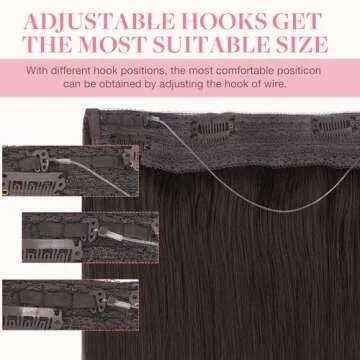 GOO GOO Invisible Elastic Wire for Wire Hair Extensions Brown 3 Adjustable Fish Line 7.3 Inch 8 Inch and 10 Inch with 2pcs Stainless Steel Clips