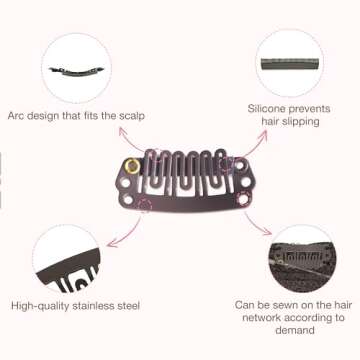 GOO GOO Invisible Elastic Wire for Wire Hair Extensions Brown 3 Adjustable Fish Line 7.3 Inch 8 Inch and 10 Inch with 2pcs Stainless Steel Clips