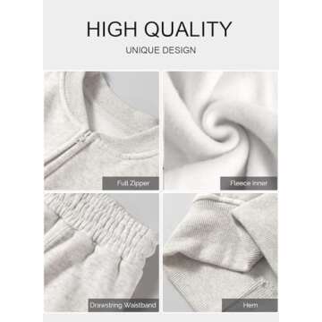 Aleumdr Women's 2 Piece Tracksuit Fleece Oversized Sweatshirt with Wide Leg Sweatpants Jogging Suit 2025 Fall Winter Light Grey Small