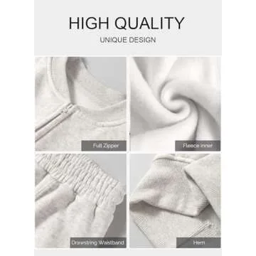 Aleumdr Women's 2 Piece Tracksuit Fleece Oversized Sweatshirt with Wide Leg Sweatpants Jogging Suit 2025 Fall Winter Light Grey Small