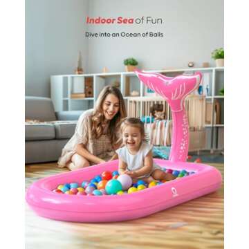 QPAU Splash Pads for Toddlers 1-3, Pink Mermaid Toy Splash Pad for Kids, Outdoor Play Mat for Babies, Inflatable Pool for Birthday Girl Gifts 1 Year Old Girl