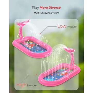 QPAU Splash Pads for Toddlers 1-3, Pink Mermaid Toy Splash Pad for Kids, Outdoor Play Mat for Babies, Inflatable Pool for Birthday Girl Gifts 1 Year Old Girl