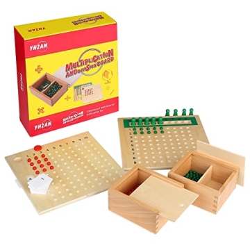 YHZAN Montessori Math Material Multiplication and Division Board Game Bead Boxed Arithmatics Wooden ...