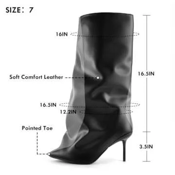 Lunhonk Knee High Boots Women, Slouchy Shark Boots with Pointed Toe Stiletto Heel Long Stylish Pull on High Heel Boots for Women 8