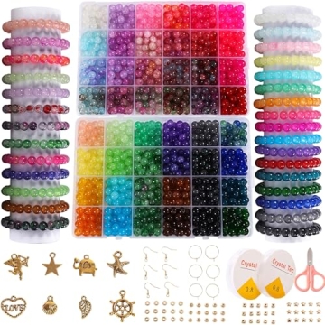 Premium Glass Beads for Jewelry Making - 1280pcs Kit in 48 Colors