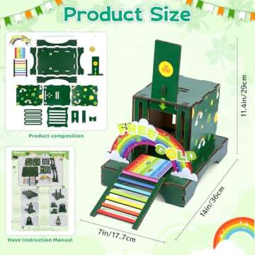 JIZWPOOM DIY Wooden Leprechaun Trap Kit for Kids - Amazing St. Patrick's Day Craft