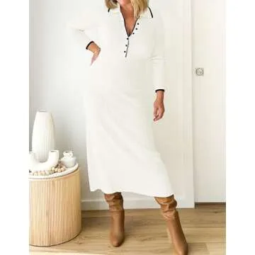 Buy ZESICA Women's Long Sleeve Sweater Dress for Spring