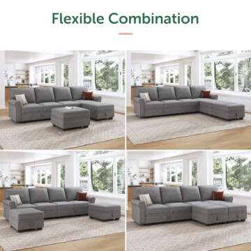 HONBAY Convertible Sectional Sofa with Hidden Storage