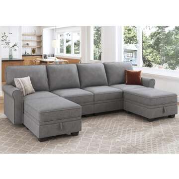 HONBAY Convertible Sectional Sofa with Hidden Storage